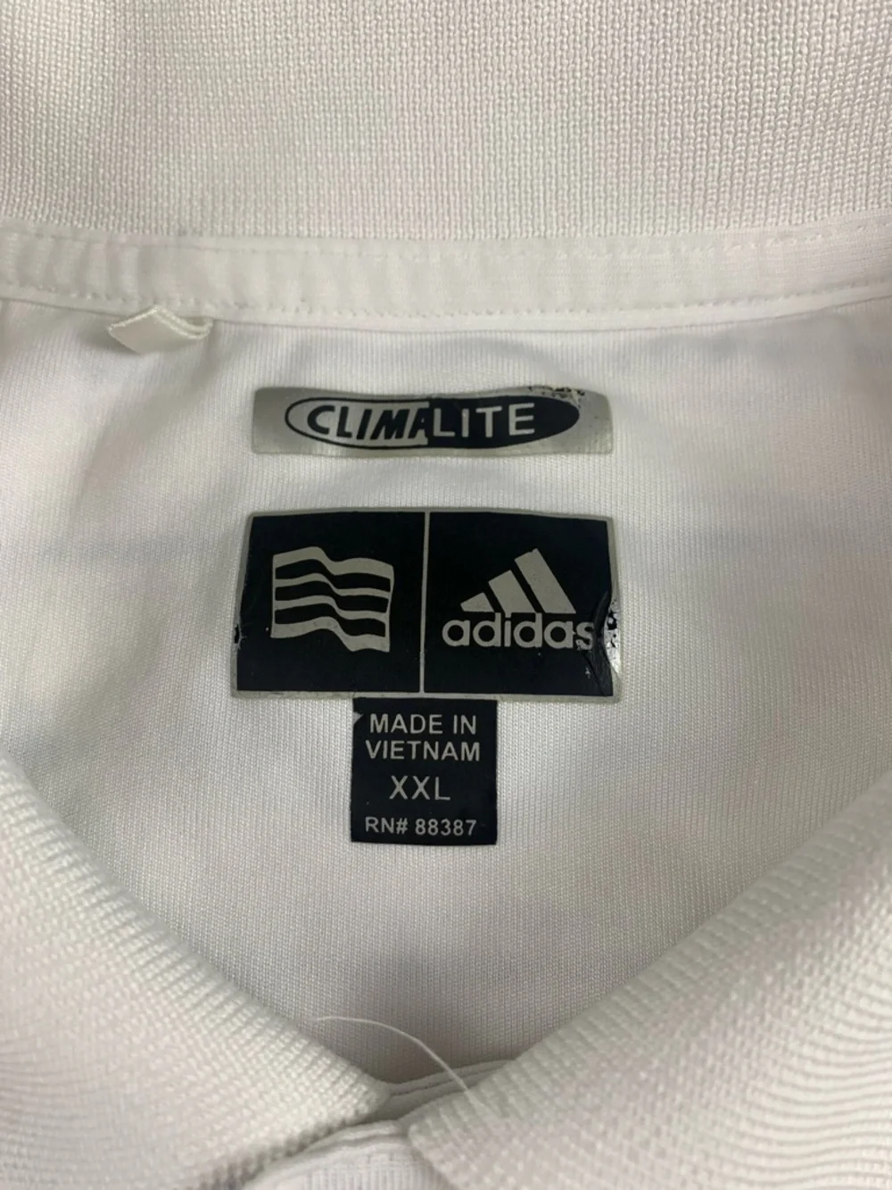 Adidas Windance Stripe White Gray Navy Golf Polo GUC XXL Climate Short‎ Sleeve